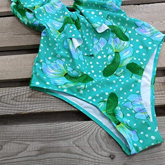 SPORLIKE One Piece V-Neck Ruffle Bathing Suit  NEW WITH TAG! - Picture 4 of 11